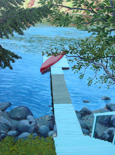 dock with canoe painting